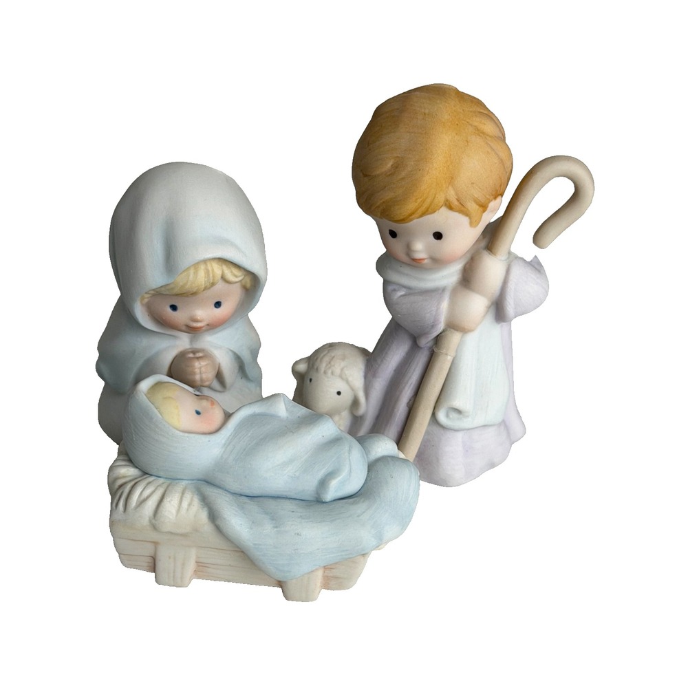 Vintage Avon Heavenly Blessings Nativity 1986 The Holy Family 3 Piece Set